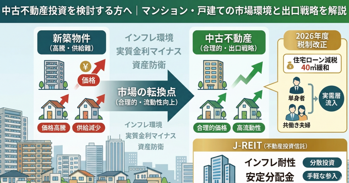 中古不動産投資を検討する方へ｜マンション・戸建ての市場環境を解説