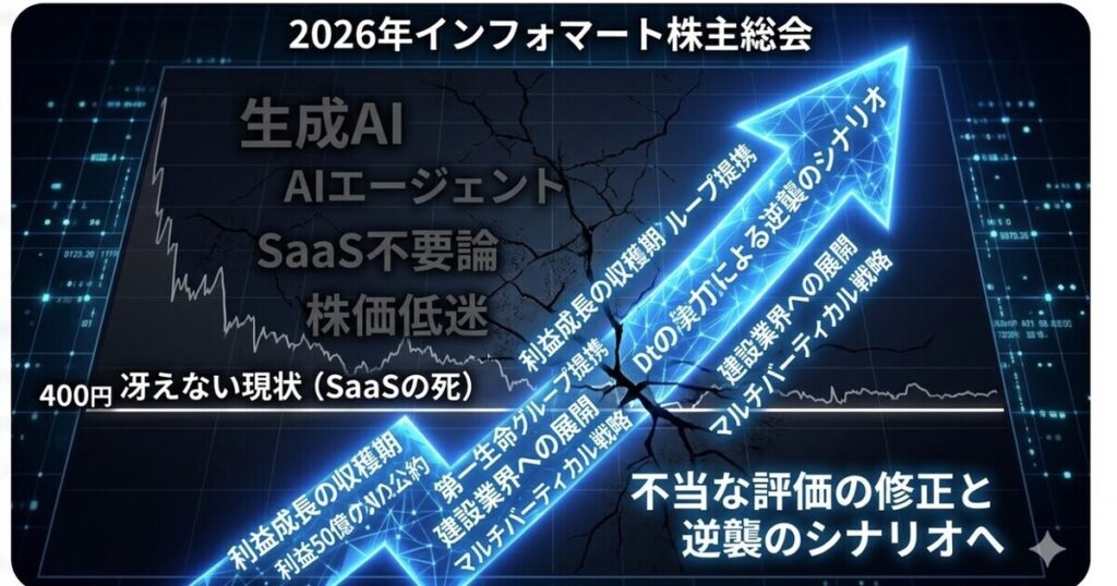 インフォマート2026年株主総会｜営業益50億の公約とSaaSの逆襲