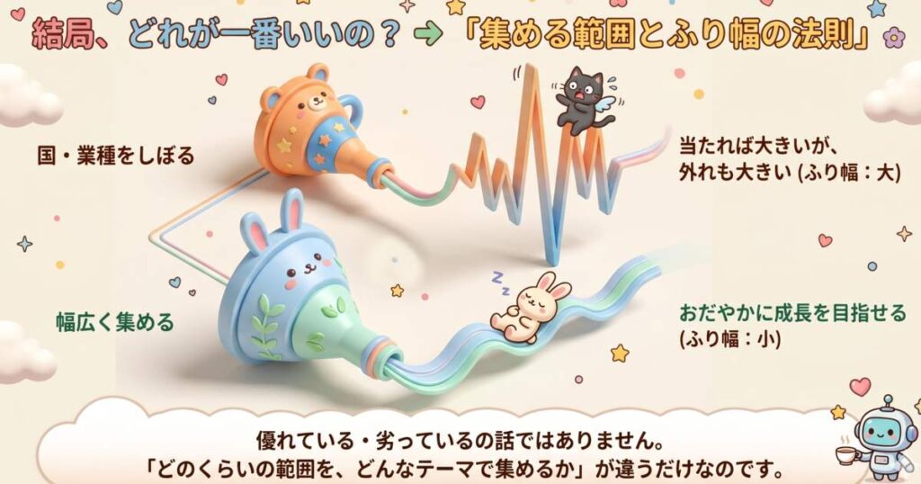 どれが一番、とかじゃなく「集める範囲」が違うだけ