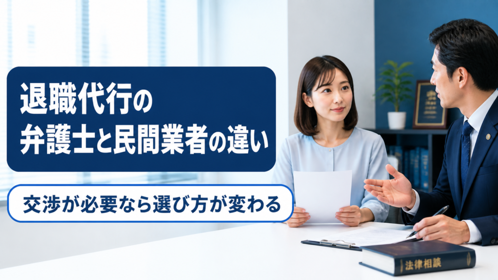 退職代行の 弁護士と民間業者の違い｜交渉が必要なら 選び方が変わる