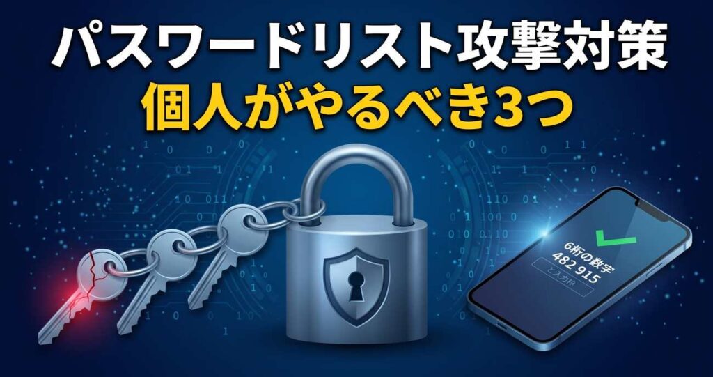 パスワードリスト攻撃対策｜情報流出が相次ぐ今、個人がやるべき3つ
